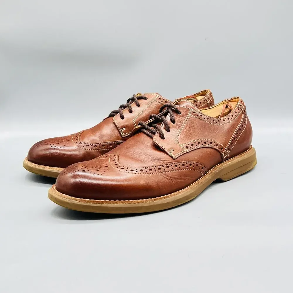 Sperry Shoes Mens 11 Brown Leather Top Sider Wingtip Oxford Dress Casual Brogue